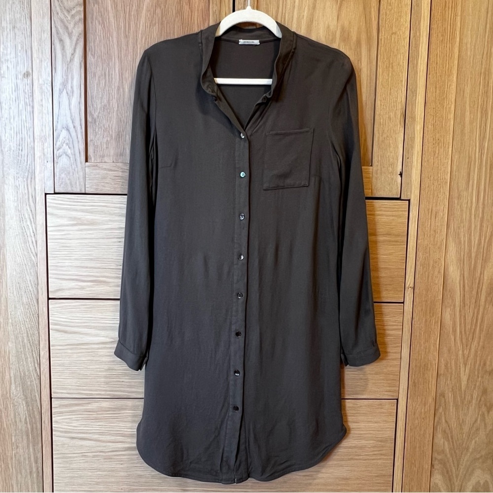 Intimissimi Button Front Sleep Shirt Dark Grey Green Size Medium Sleepwear Cozy